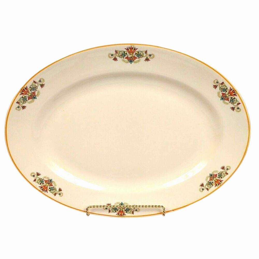 Vintage Ostrow China Oval Serving Platter 15in Golden Dusk Princess Anne 4 32